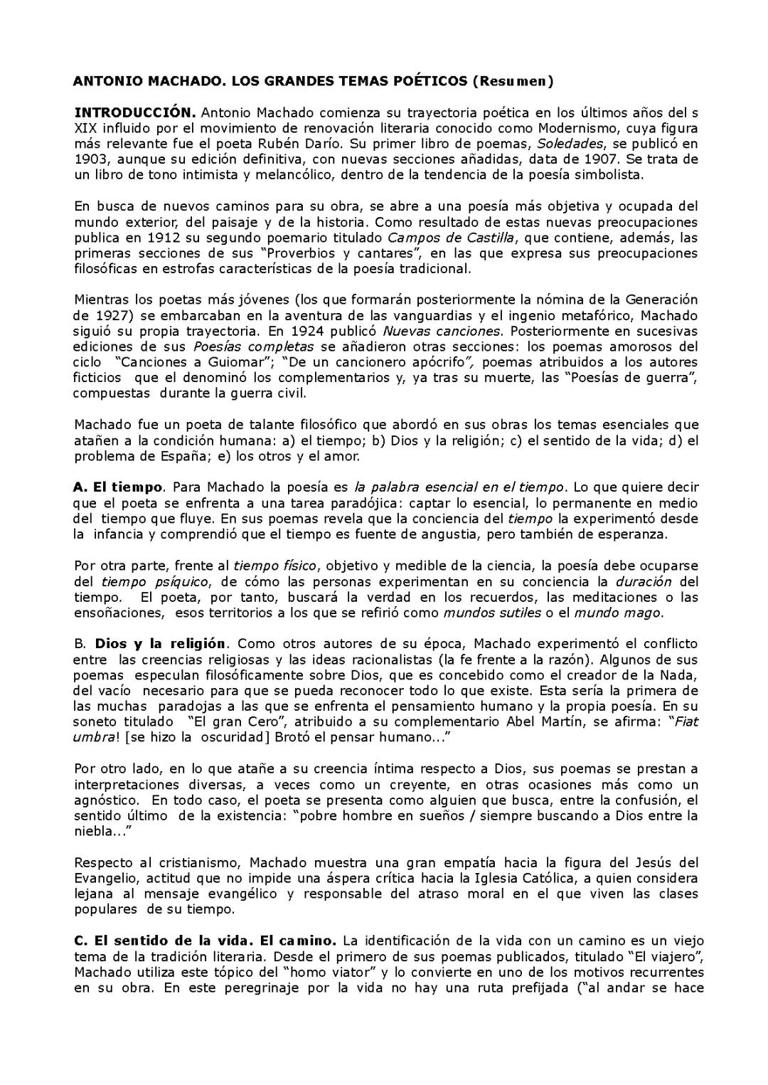 Antonio Machado Resumen