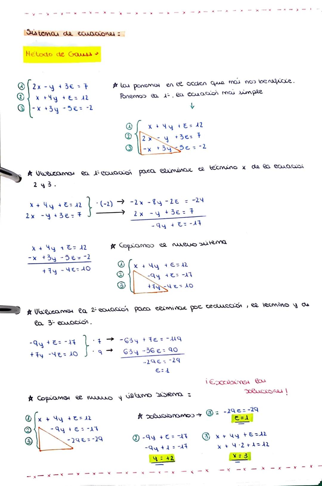 <h2 id="mtododegauss">Método de Gauss</h2>
<p>El método de Gauss es una herramienta eficaz para resolver sistemas de ecuaciones lineales. P