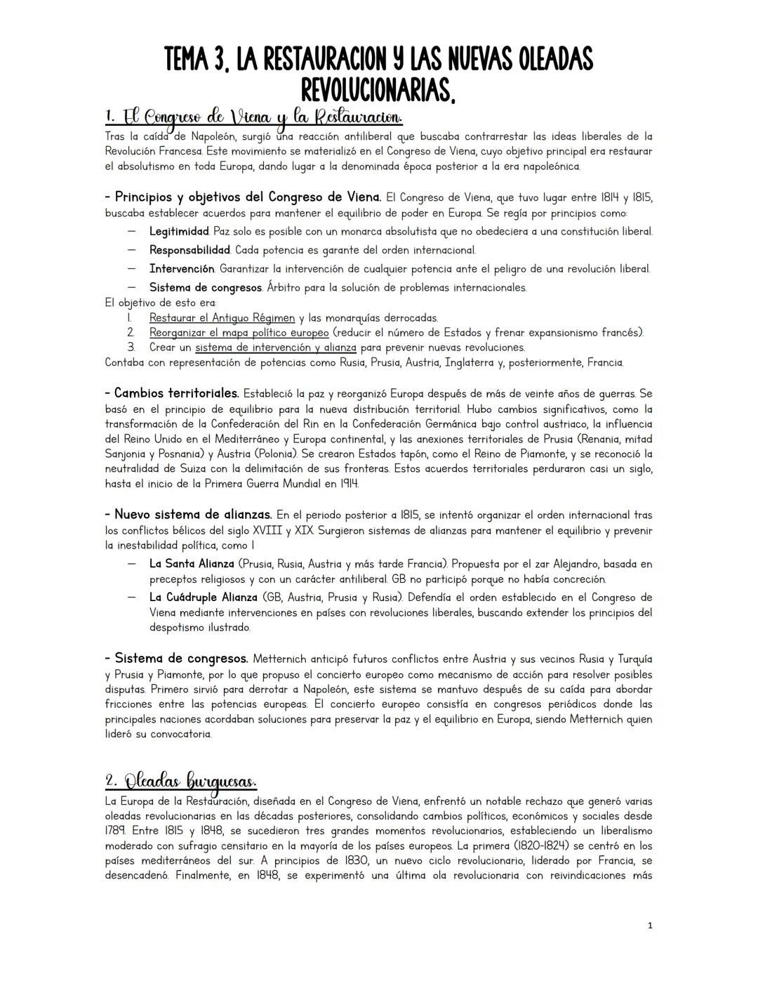 Tema 3. La Restauracion y las nuevas oleadas revolucionarias.