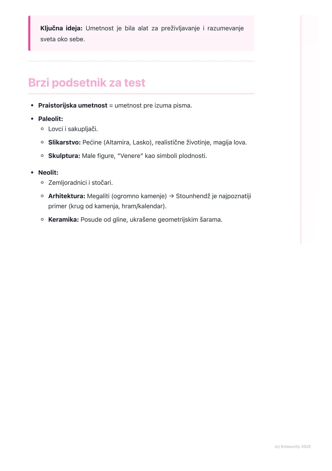 # Praistorijska umetnost
## Uvod u praistorijsku umetnost
Praistorijska umetnost je prva umetnost koju je čovek stvorio. Nastala je u
peri