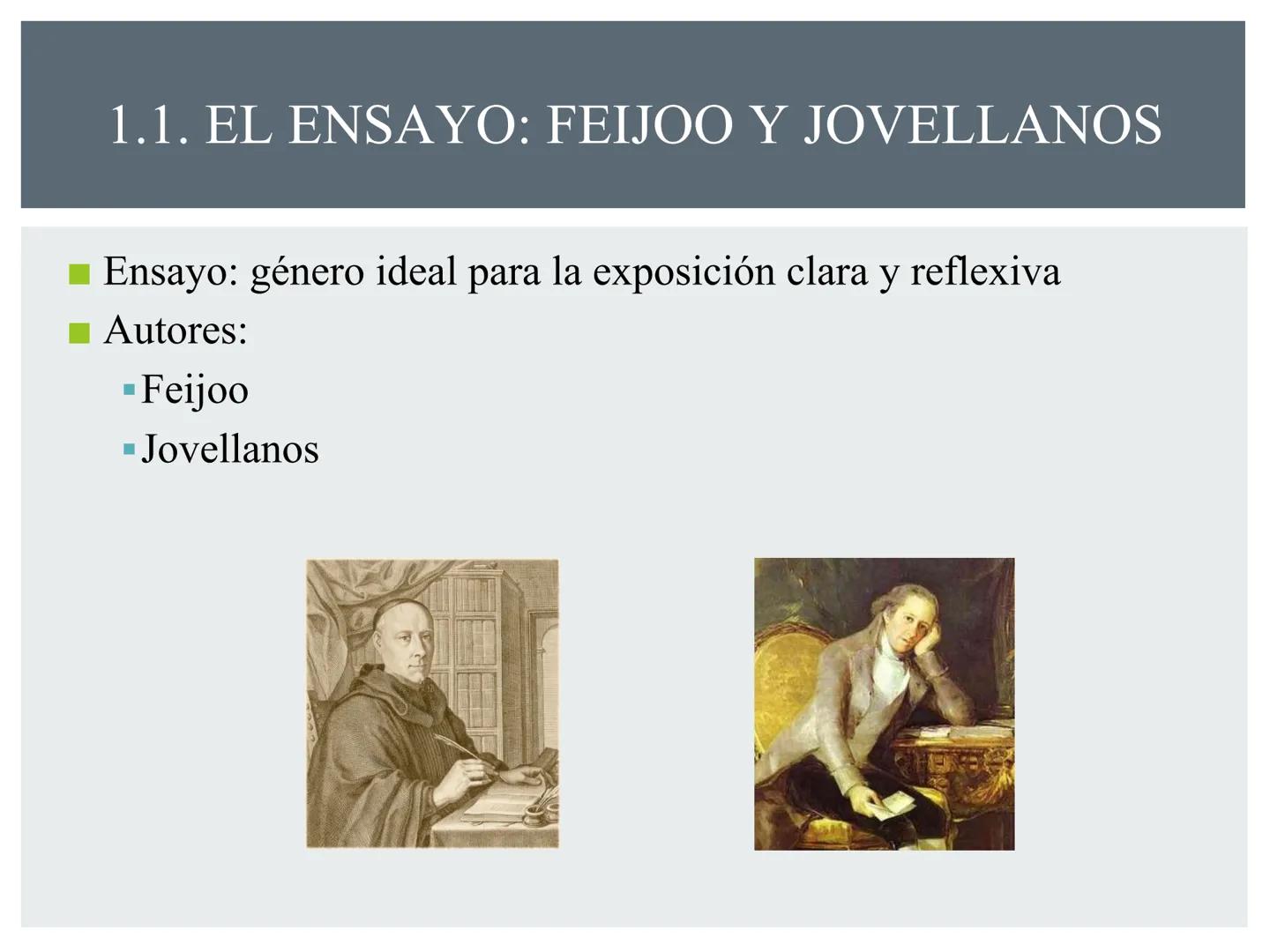 LA
LITERATURA
NEOCLÁSICA
TEMA
15 ESQUEMA
Iriarte
1. Didáctica neoclásica
1.1. El ensayo: Feijoo y Jovellanos
1.2. El género epistolar:
