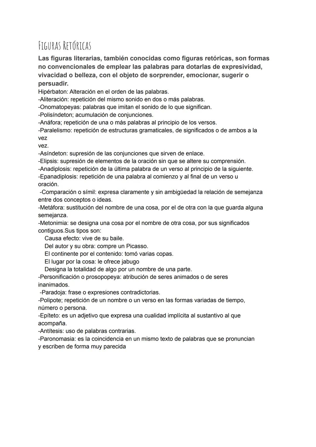 FIGURAS RETÓRICAS
Las figuras literarias, también conocidas como figuras retóricas, son formas
no convencionales de emplear las palabras par