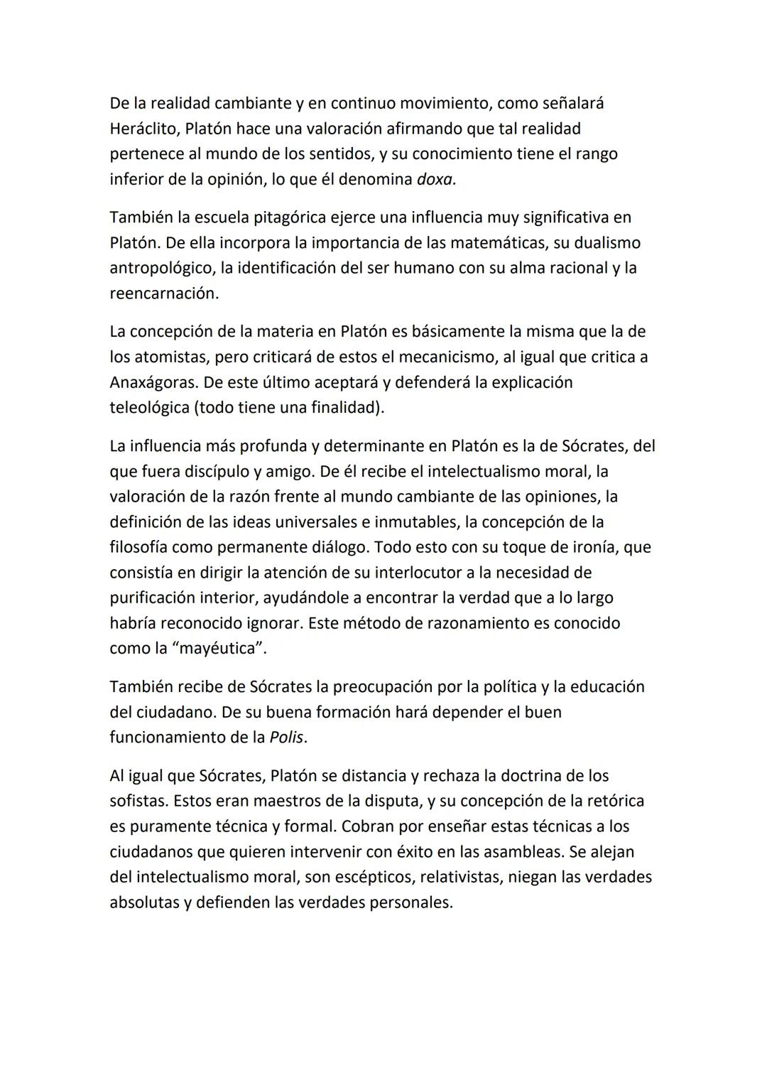 Contexto filosófico-cultural de Platón
Platón enlaza con la problemática de los filósofos anteriores a él, a la vez
que intenta dar una solu