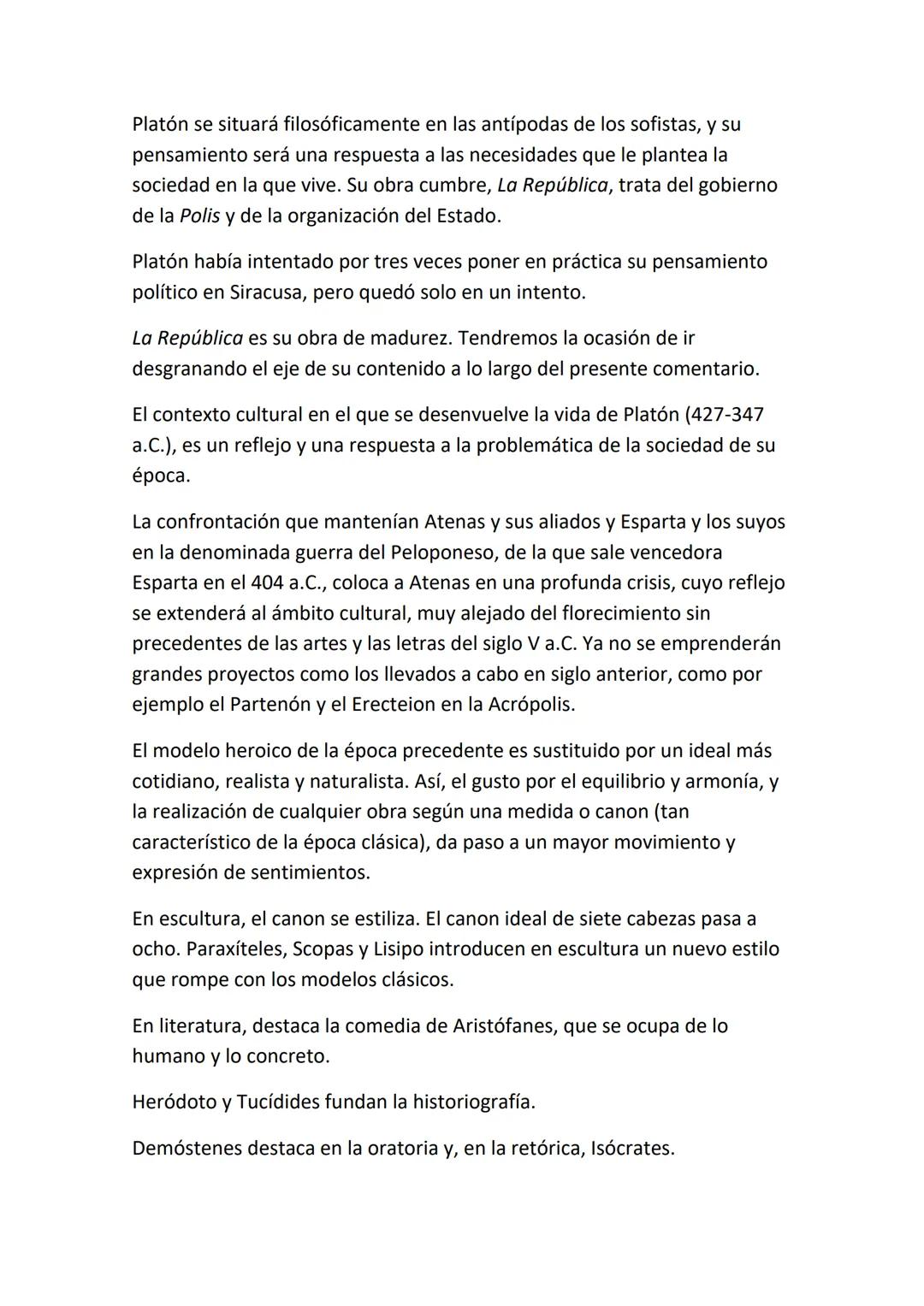 Contexto filosófico-cultural de Platón
Platón enlaza con la problemática de los filósofos anteriores a él, a la vez
que intenta dar una solu