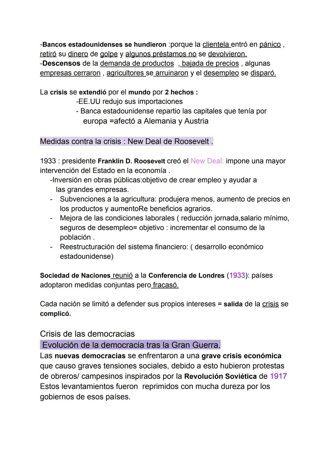 --- OCR Start ---
examen historia
La frágil recuperación económica de los años veinte:
Crisis económica tras la Primera Guerra Mundial
Se qu