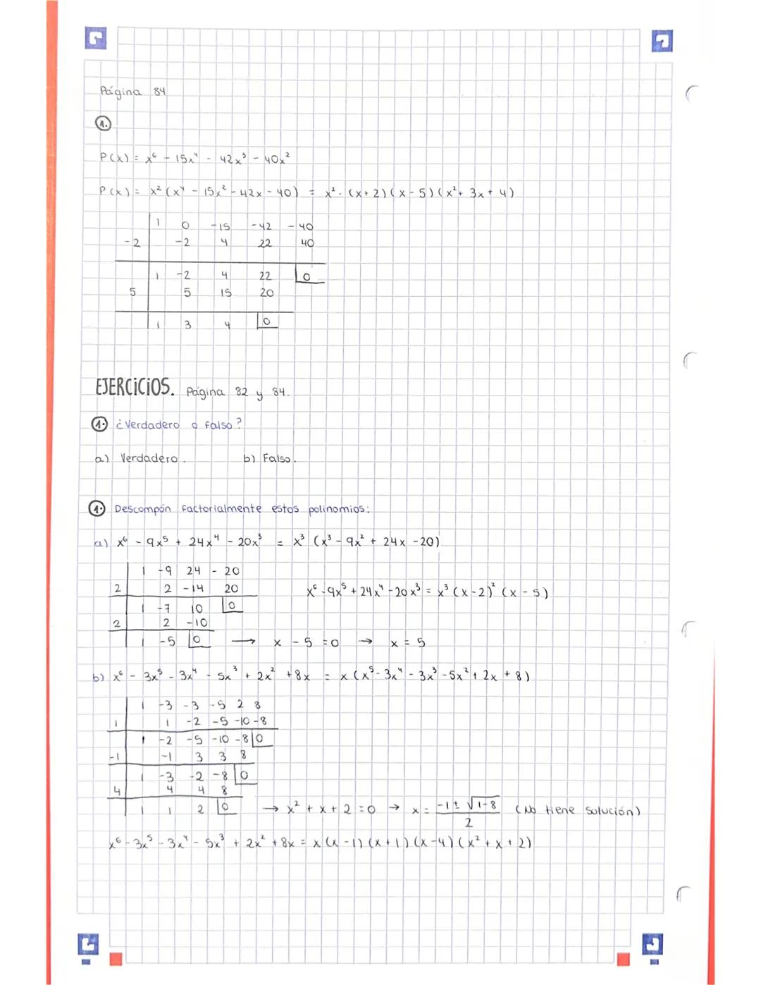 Igualdades y ecuaciones. Factorización de polinomios.