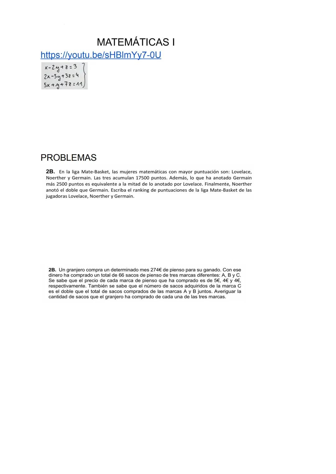 # MATEMÁTICAS I
2.2+4= 80
$
2^x + \frac{4}{2^{x-2}} = 5
$
GAUSS
Una combinación lineal de $E_1$ y $E_2$ es, por ejemplo: -3$E_1$ +4$E_2$