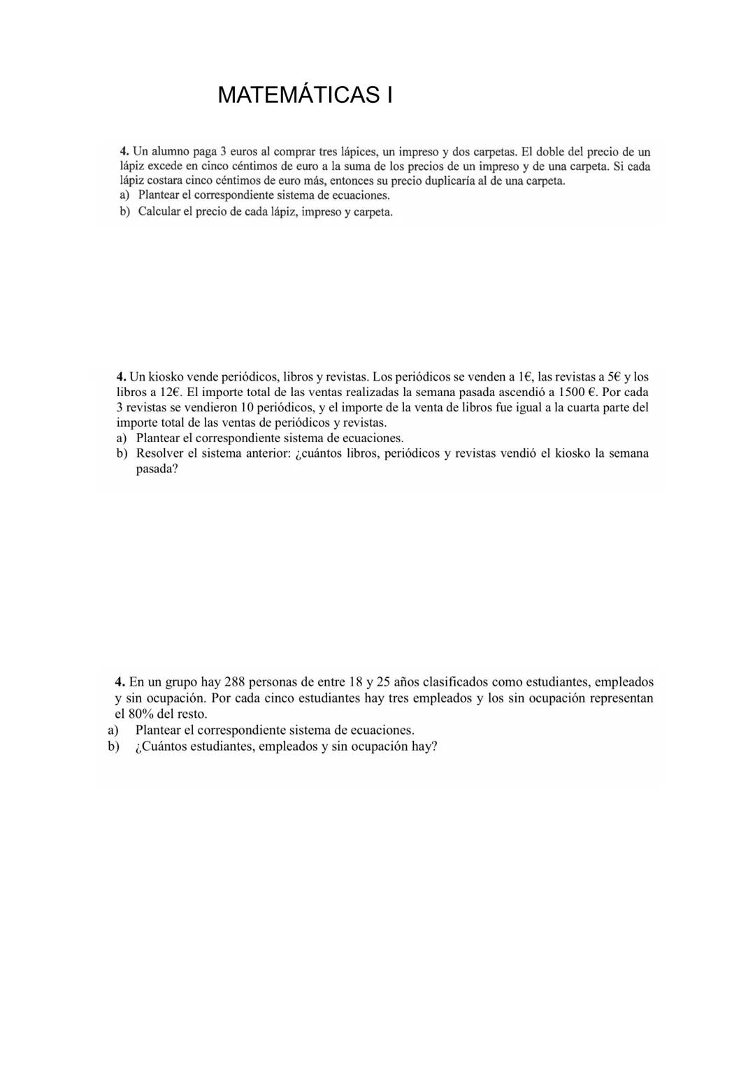 # MATEMÁTICAS I
2.2+4= 80
$
2^x + \frac{4}{2^{x-2}} = 5
$
GAUSS
Una combinación lineal de $E_1$ y $E_2$ es, por ejemplo: -3$E_1$ +4$E_2$