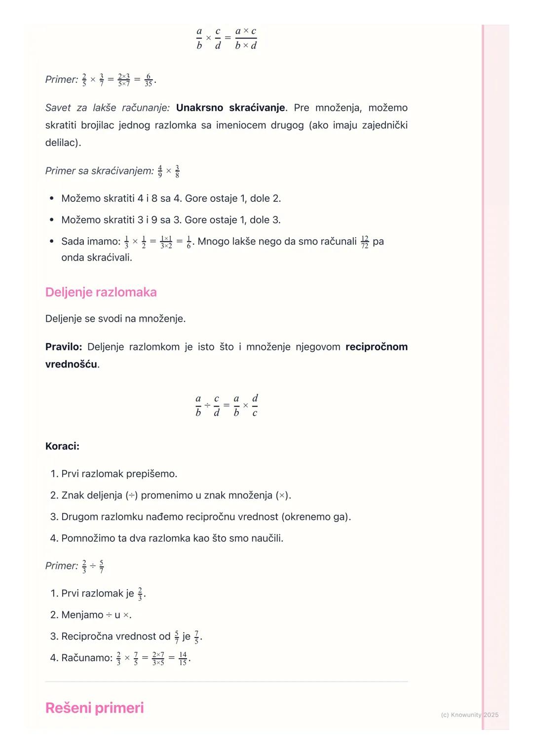 # Operacije sa razlomcima
Uvod u operacije sa razlomcima
Operacije sa razlomcima su sabiranje, oduzimanje, množenje i deljenje
razlomaka.