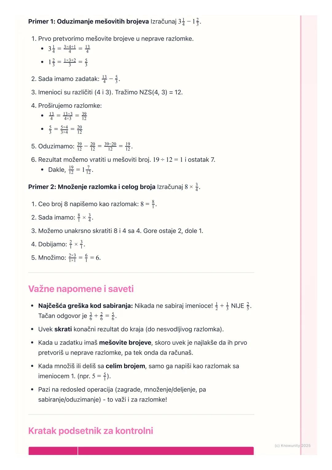 # Operacije sa razlomcima
Uvod u operacije sa razlomcima
Operacije sa razlomcima su sabiranje, oduzimanje, množenje i deljenje
razlomaka.