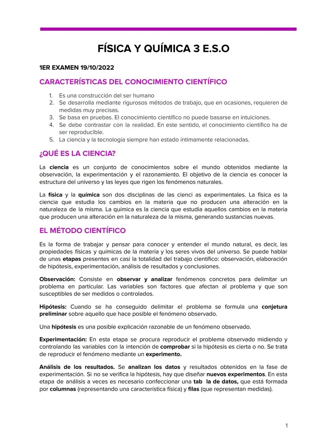 Apuntes de la Primera evaluación física y química 3o ESO